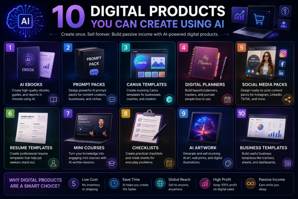 10 Digital Products You Can Create Using AI Tools