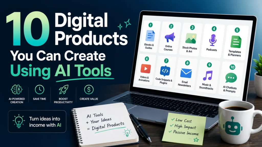 10 Digital Products You Can Create Using AI Tools (Beginner-Friendly Ideas for 2026)